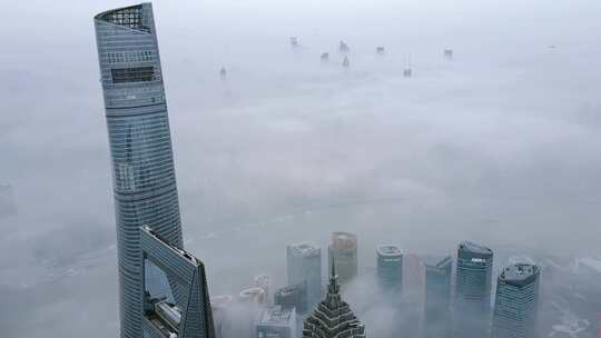 上海陆家嘴平流层大气云端航拍