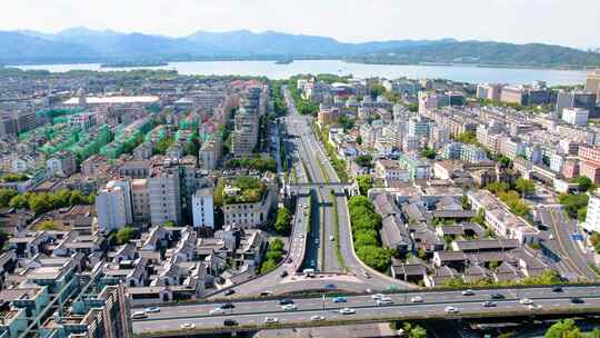 杭州西湖景区西湖大道车辆车流延时风景视频