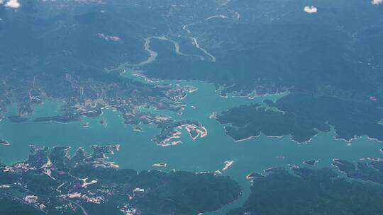 航拍自然保护区湖泊水库