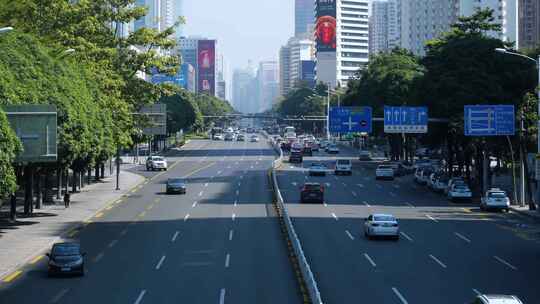 深圳车流延时城市道路交通深南大道车来车往视频素材模板下载