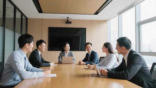 商务会议职场白领人士会议讨论白领开会