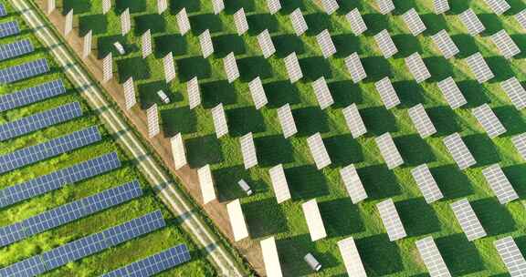 再生能源 绿色能源 绿色农场里的光伏发电