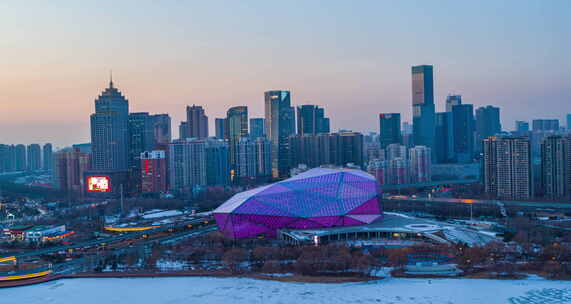 沈阳市春晚分会场，盛京大剧院航拍素材