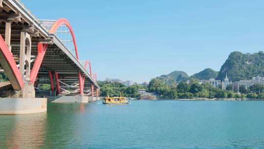 广西柳州百里柳江风景城市风光江景