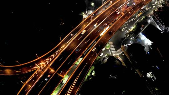 上海延安路高架夜景航拍