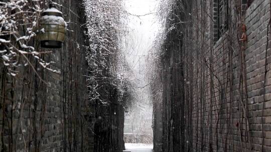 南方古建筑下雪唯美景色