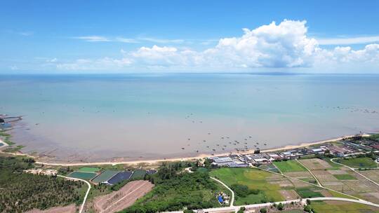 航拍东海岛海豚湾往西海边4K