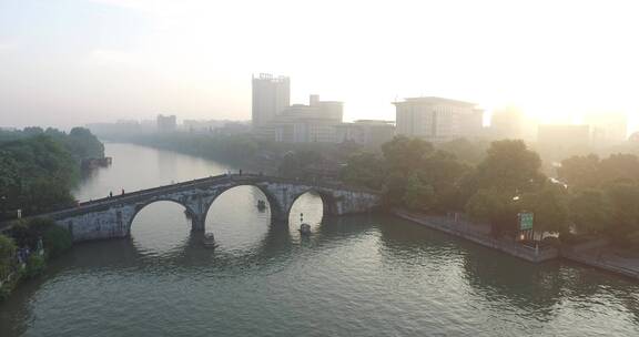 大运河风光  航拍素材  大景别