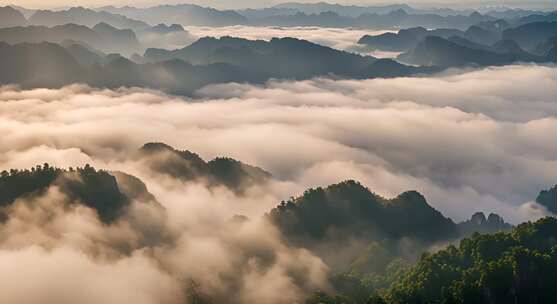 张家界山峰云海山脉日出风景云雾大自然奇峰