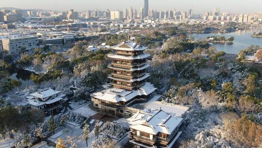 济南 大明湖 5A 景区 雪景