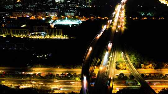 杭州下沙立交桥绕城高速延时夜景视频素材