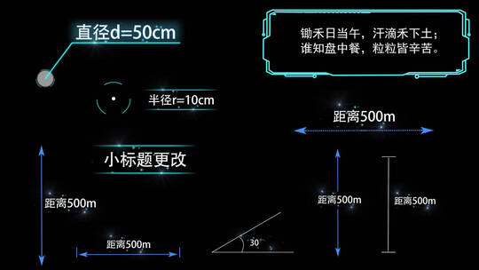距离、角度、半径等数学标注模板