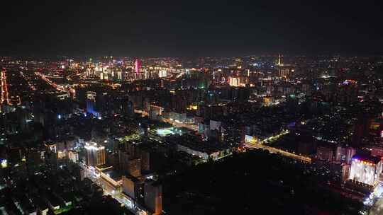 航拍郑州夜景 CBD 金水区