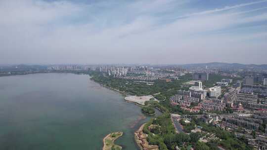 河南平顶山白龟湖沿湖绿化植物风光