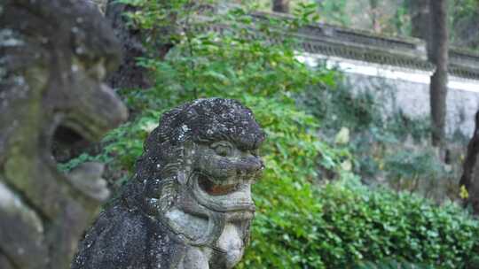 石狮子新昌大佛寺山门前视频素材模板下载