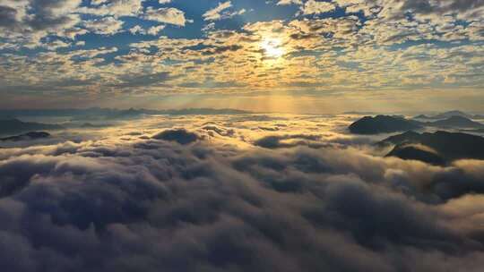 日出云海延时穿越云海航拍风景震撼开场