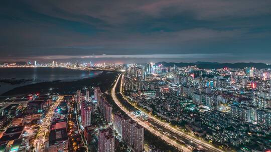 深圳_京港澳高速_南山区_夜景延时4K