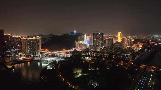 航拍厦门城市风光夜景