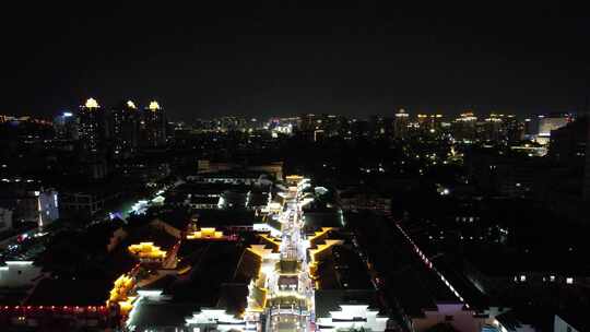 浙江宁波中山路夜景鼓楼夜景航拍