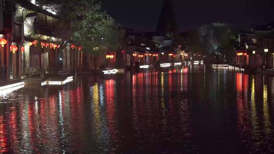 浙江湖州南浔古镇百间楼夜景4K实拍视频视频素材模板下载