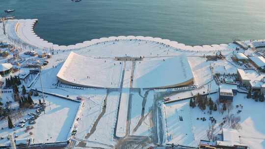 雪后的大连星海湾