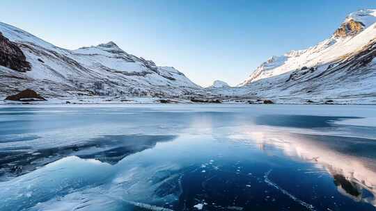 冰川雪山湖泊冻结蓝天白云户外风景自然风光