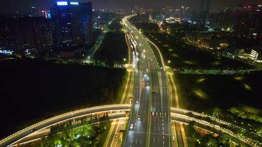 杭州萧山区市心北路立交桥高架桥夜景