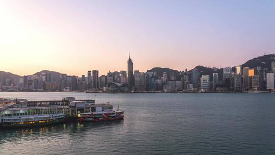 香港海运大厦天星码头日出光影