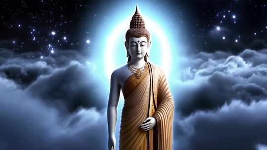 云端佛像3D渲染画面