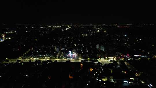 浙江绍兴城市夜景灯光交通航拍