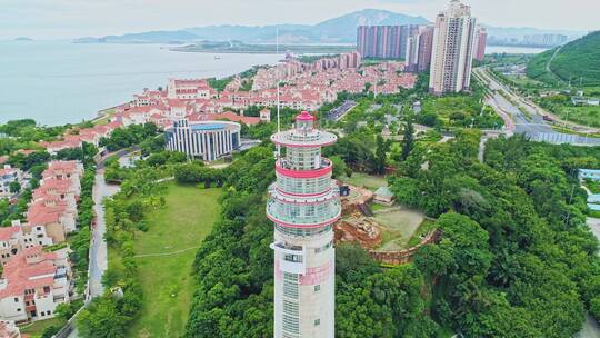 航拍漳州港卡达凯斯海岸线美景