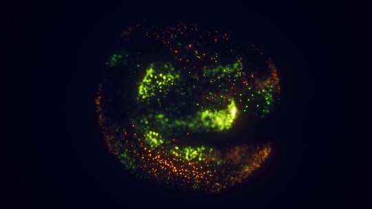 绿色能量魔圆，球体，未来能量粒子制成的球