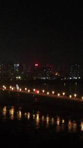 航拍湖南株洲大桥夜景