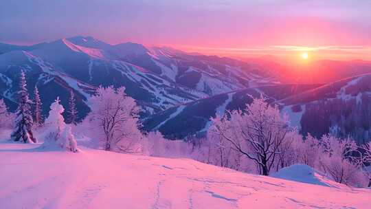 日照金山雪山雪景唯美风景风光美景ai素材