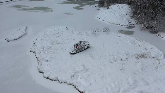 航拍湖北神农架大九湖冬季冰雪风光雪景