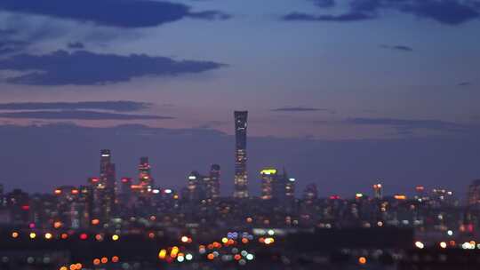 北京国贸日落夜景