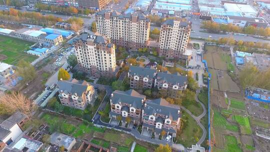 航拍陕西城市现代化发展建筑