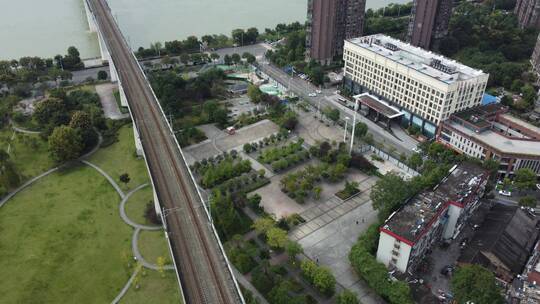 航拍武汉城市交通及高铁建设