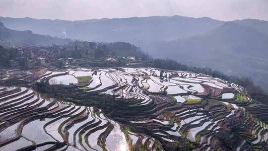 红河县甲寅梯田光影延时