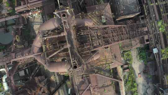 钢铁厂老厂区航拍视频素材模板下载