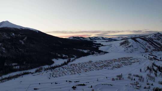 新疆阿勒泰地区喀纳斯景区雪景航拍