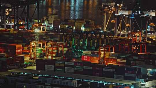 盐田港夜景港口货运码头贸易物流C0140