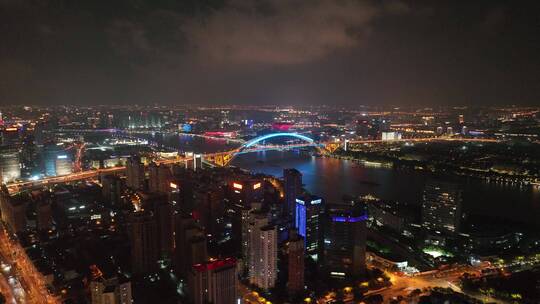 卢浦大桥夜景航拍