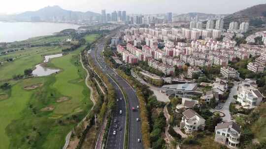 航拍山东青岛城市风光青岛建设