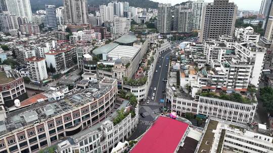 航拍福建省厦门市思明区老城区建筑风光