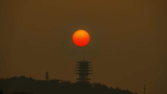 杭州临平东来阁日落