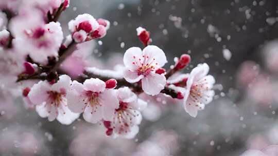 梅花寒梅唯美梅花雪中梅冬至立冬梅花特写视频素材模板下载