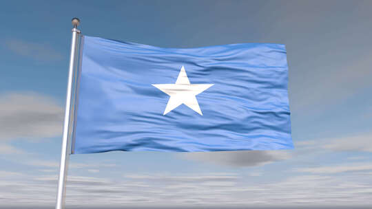 索马里国旗动画与天空和云视频素材模板下载