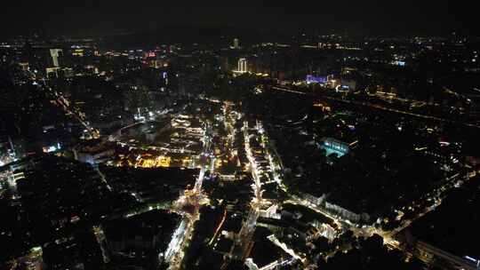 江苏南京城市夜景灯光秦淮河夜景航拍