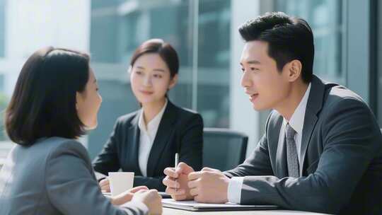 商务人士办公交流场景